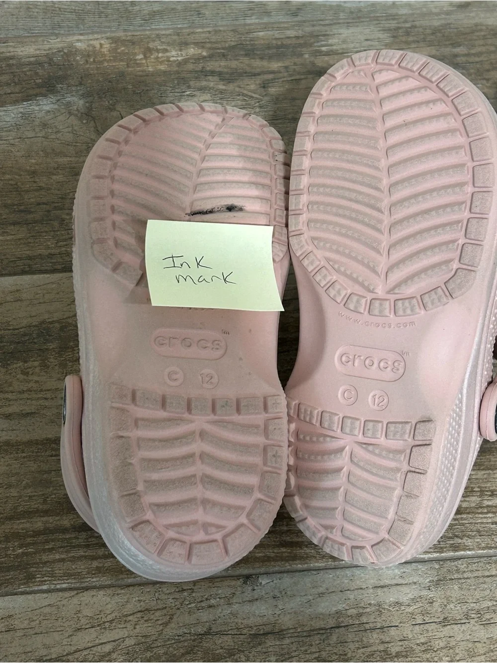 Crocs C12 Kids Light Pink Shimmer Slip-On Clog Shoes Decorative Charms